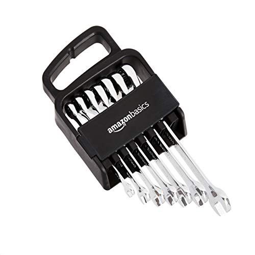 Amazon Basics 7-Piece Ratcheting Combination Wrench Set - Metric