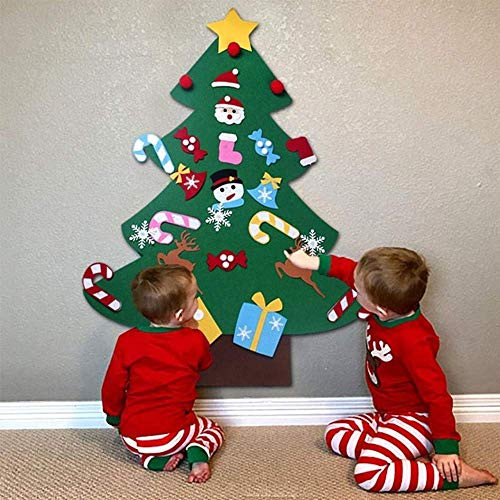 3.2-Ft yeesport Wall Hanging DIY Felt Christmas Tree w/ 26Pcs