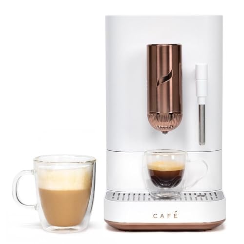 Cafe Affetto Automatic Espresso Machine & Milk Frother with Built-In & Adjustable Espresso Bean Grinder, One-Touch Brew, Wifi (Matte White)