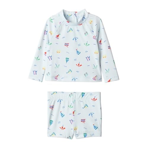 Amazon Essentials x Sofia Grainge Toddlers and Baby Boys' Two-Piece Long Sleeve Rashguard and Shorts Set Deal
