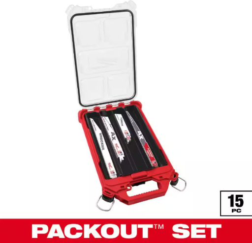 Milwaukee PACKOUT SAWZALL 15-Piece Reciprocating Saw Blade Set with 12" 3 TPI Carbide Pruning Blade Deal