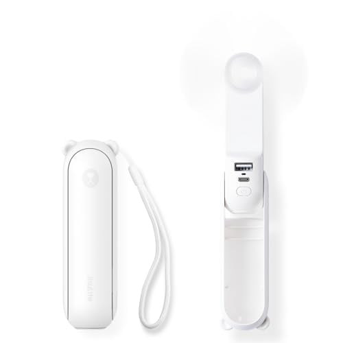 JISULIFE 3-in-1 Portable Handheld Fan w/ Power Bank & Flashlight (White) Deal