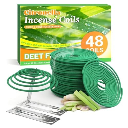 48-Piece FIRIK Citronella Mosquito Repellant Incense Coils w/ 2 Holders (Natural Lemongrass Fragrance) Deal