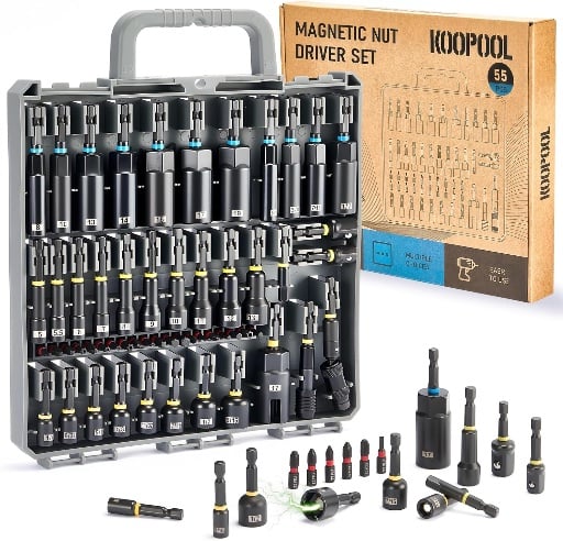 OOPOOL 55 Pieces Magnetic Impact Nut Driver Set Deal
