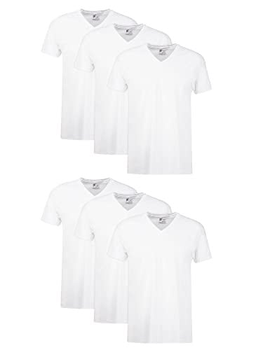 Hanes Men's V-Neck Cotton Tee Undershirts 6-Pack (White) Deal