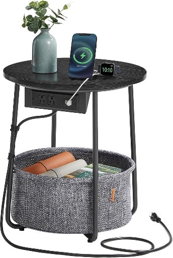 VASAGLE Side Table with Charging Station, USB Ports Deal