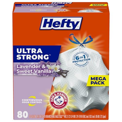 Hefty Ultra Strong Tall Kitchen 13 Gallon Trash Bags 80-Count (Lavender & Sweet Vanilla)