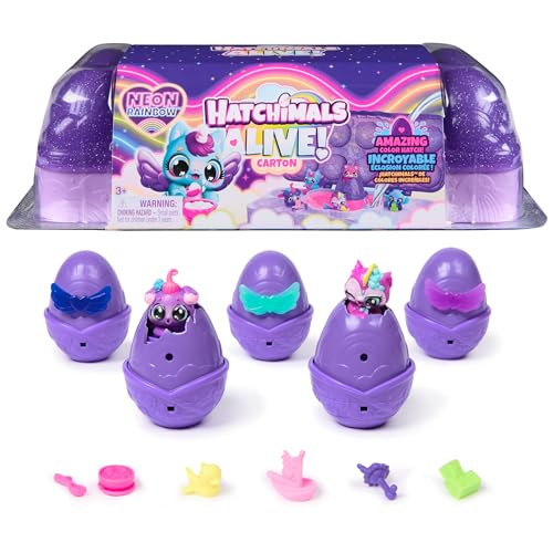 Hatchimals Alive Neon Rainbow Egg Carton Toy with 5 Mini Figures