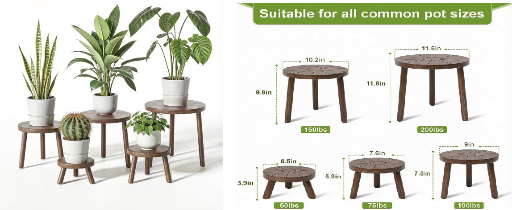 Delma Indoor Wood Plant Stands 5-Pack Deal