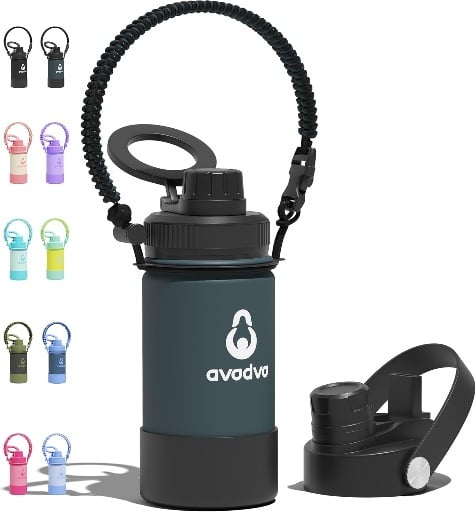 Insulated Water Bottle with 2 Lids 12oz Deal