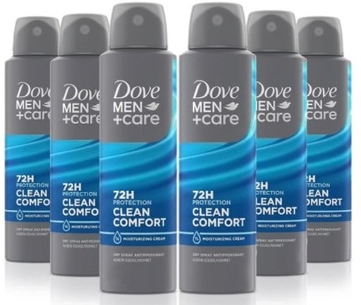 Dove Men Care Antiperspirant Deodorant Dry Spray Clean Comfort 6-Pack 150ML Deal