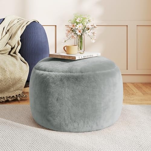 Round Stuffed Pouf Ottoman Foot Rest 20in Deal