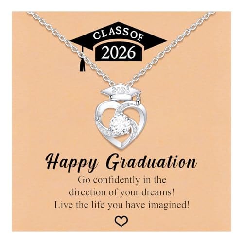 Graduation Necklace - Class of 2026 Cubic Zirconia Heart