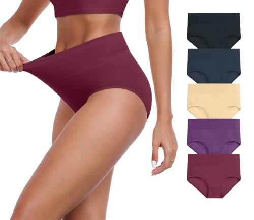 5-Pack IWOLLENCE Women's High-Waisted Postpartum Underwear