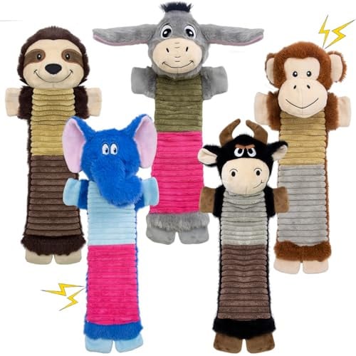 MeetYooo Crinkle & Squeaker Dog Plush Toys 5-Pack Deal