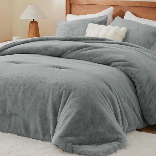 BEDELITE Faux Fur 3-Piece Comforter Set Queen