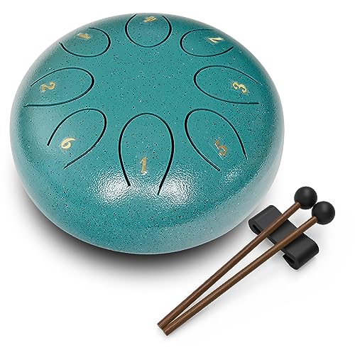 6" Regis 8 Note Steel Tongue Rain Drum with Accessories and Carry Bag (Malachite)