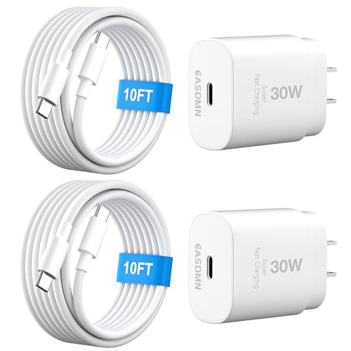 EASDMN 2-Pack 10-ft iPhone USB C Fast Charging Charger