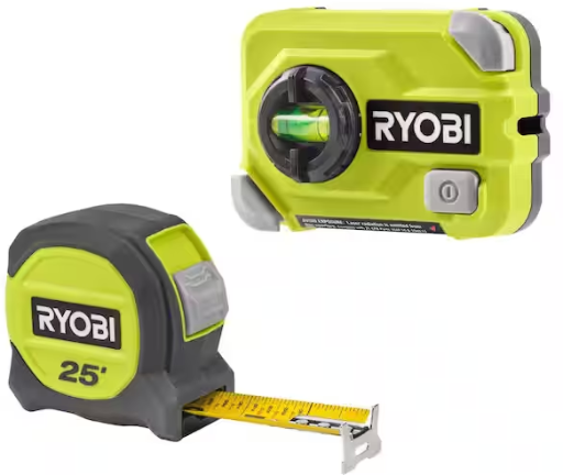 Ryobi Multi Surface Laser Level with 25 Ft. Compact Tape Measure