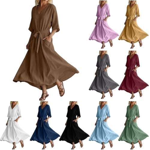 Flowy Summer Dresses V Neck Maxi Dresses   Deal