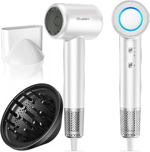 Labiim Ionic Hair Dryer with Diffuser & Nozzle (White)