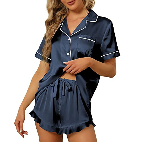 Satin Silk Pajamas for Women 2 Pieces
