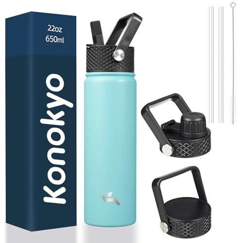 Konokyo 22oz Insulated Stainless Steel Water Bottle with Straw & 3 Lids Deal