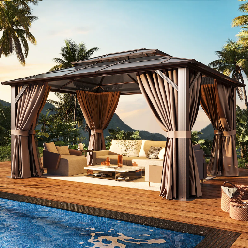 12' x 10' Outdoor Patio Gazebo w/ Hardtop Double Roof Deal