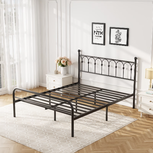Edx Classic Metal Platform Bed Frame w/ Headboard & Under Bed Storage (Queen) Deal