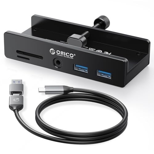 ORICO USB Hub 3.0, Clamp USB Hub with Extra Power Port, Aluminum USB C Adapter with 2 USB-A Data Ports Deal