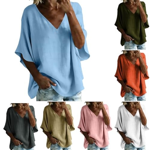 Linen Batwing Sleeve Tops  Deal