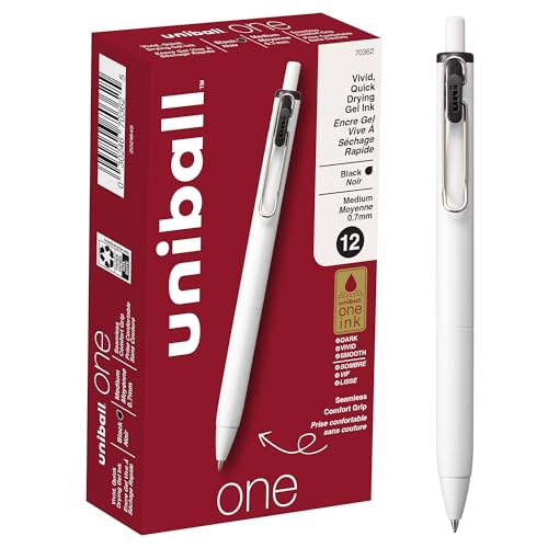 Uni-Ball One 0.7mm Medium Point Retractable Gel Pens Black 12-Pack