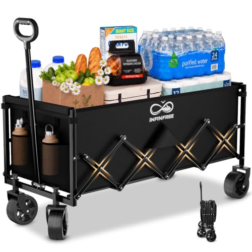 34" Extra Long Foldable Wagon with All-Terrain Wheels