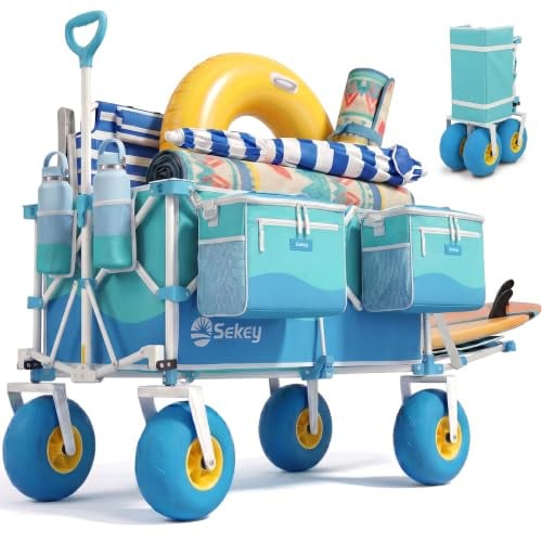 Sekey Heavy Duty Beach Wagon with 9" Big Sand-Proof Wheels
