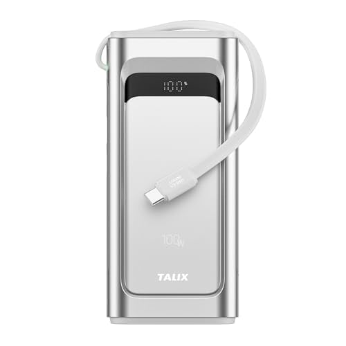 TALIX 10000mAh 100W Portable Charger Power Bank w/ Built-In USB-C Cable Deal