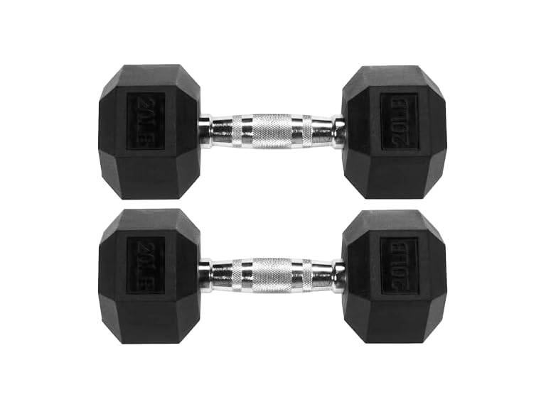 Signature Fitness Rubber Encased Hex Dumbbell 20LB Pair