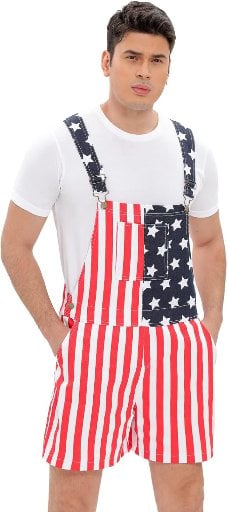American Flag Overalls Denim Rompers Deal