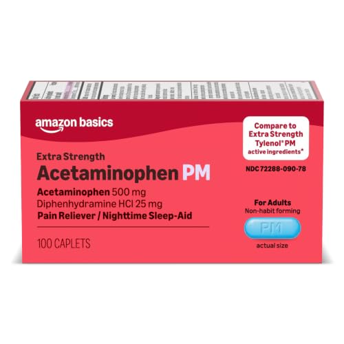 Amazon Basics Acetaminophen PM Caplets 100 Count