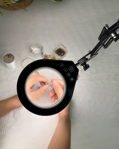Desk Lamp with Magnifying Glass w/5 Color & 10 Brightness