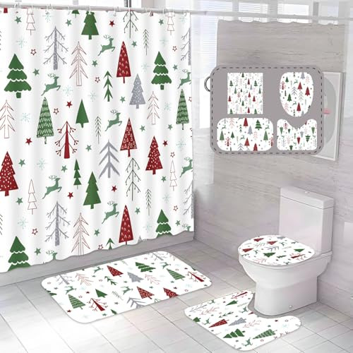 4 Pcs Christmas Bathroom Sets