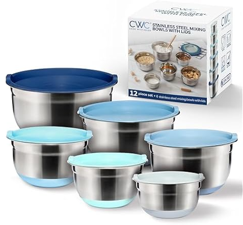 Stainless Steel Mixing Bowls Set with Lids 6pc Deal
