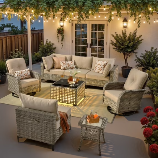 Ovios 8 Pieces Patio Furniture Outdoor Conversation Set Deal