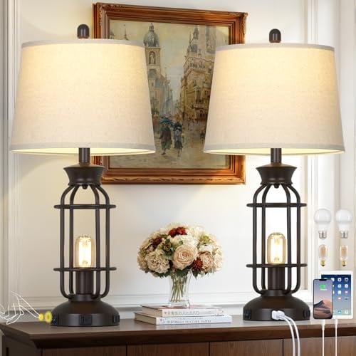 28″ Tall Farmhouse Table Lamp Set Deal