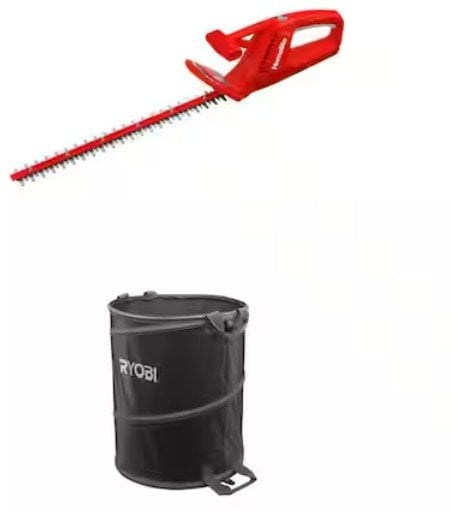 Homelite 12V Lithium 18 in. Cordless Hedge Trimmer with Battery/Charger and Lawn Leaf Bag Combo