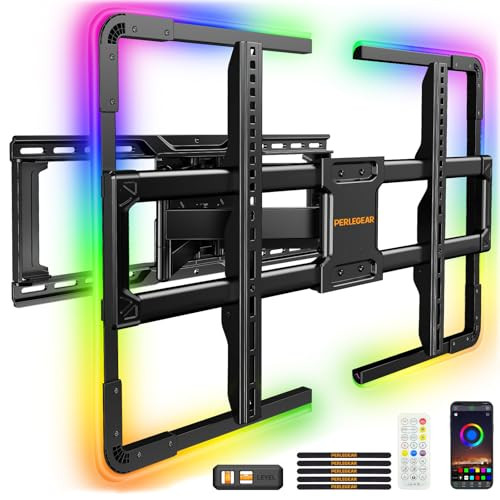 Perlegear Pre-Assembled TV Wall Mount with LED Light