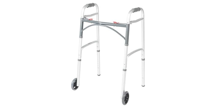 Drive Medical Two-Button Folding Walker with Wheels