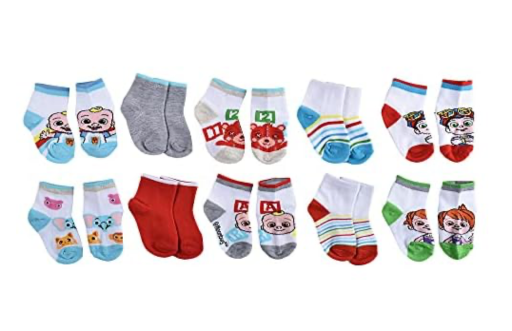 CoComelon Infant Quarter Socks 10-Pair