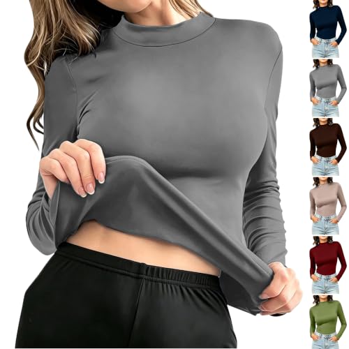 Womens Mock Neck Fleece Lined Thermal Shirt