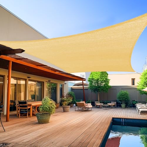Shade&Beyond 8'x10' Sun Shade Sails Canopy Rectangle Sand 185GSM