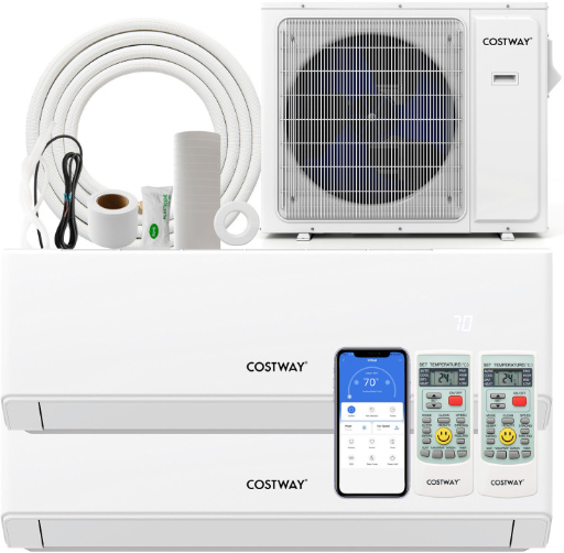 Costway UltrEco Series 24000 BTU 2-Zone 23 SEER2 Mini Split Air Conditioner Wifi-Enabled w/ Heat Pump Deal